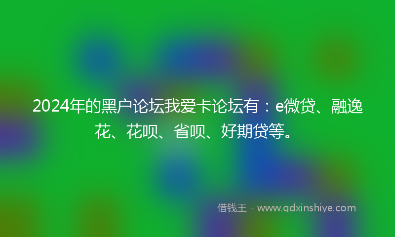 2024年的黑户论坛我爱卡论坛有：e微贷、融逸花、花呗、省呗、好期贷等。