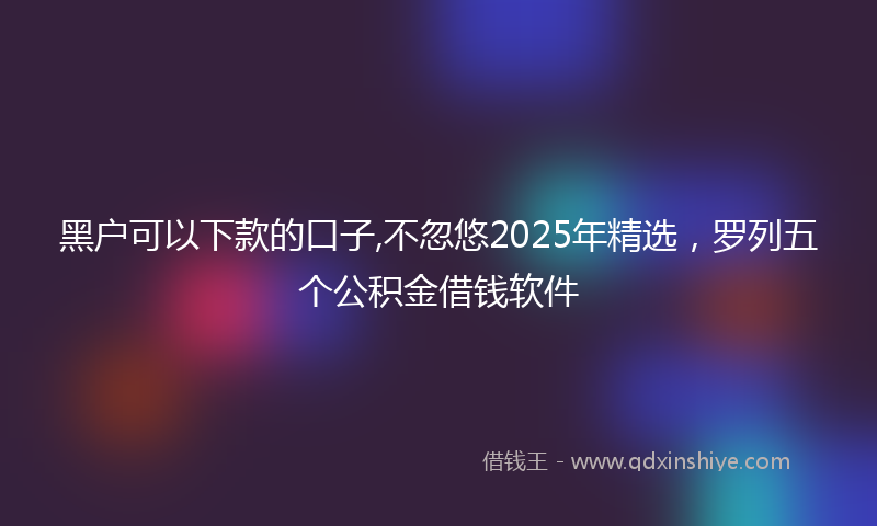 黑户可以下款的口子,不忽悠2025年精选，罗列五个公积金借钱软件