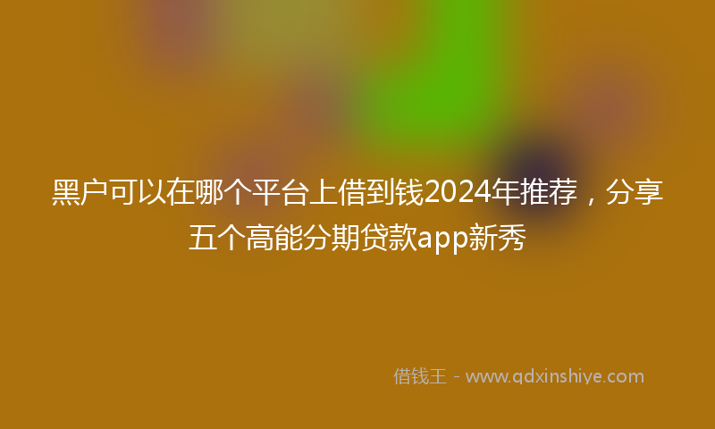 黑户可以在哪个平台上借到钱2024年推荐，分享五个高能分期贷款app新秀
