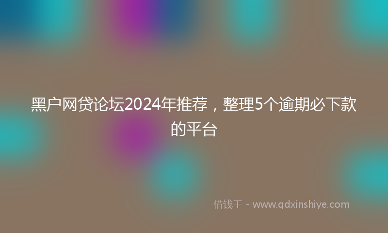 黑户网贷论坛2024年推荐，整理5个逾期必下款的平台