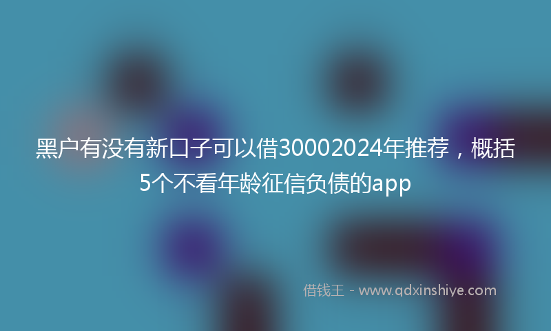 黑户有没有新口子可以借30002024年推荐，概括5个不看年龄征信负债的app
