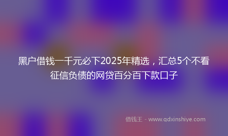 黑户借钱一千元必下2025年精选，汇总5个不看征信负债的网贷百分百下款口子