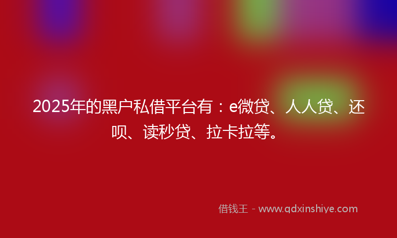 2025年的黑户私借平台有：e微贷、人人贷、还呗、读秒贷、拉卡拉等。