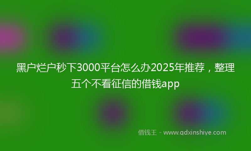 黑户烂户秒下3000平台怎么办2025年推荐，整理五个不看征信的借钱app
