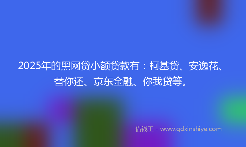 2025年的黑网贷小额贷款有：柯基贷、安逸花、替你还、京东金融、你我贷等。