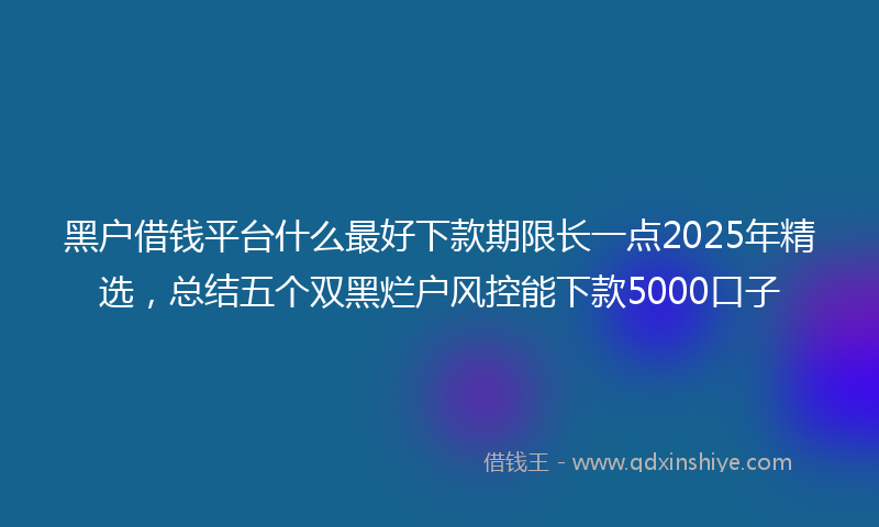 黑户借钱平台什么最好下款期限长一点2025年精选，总结五个双黑烂户风控能下款5000口子