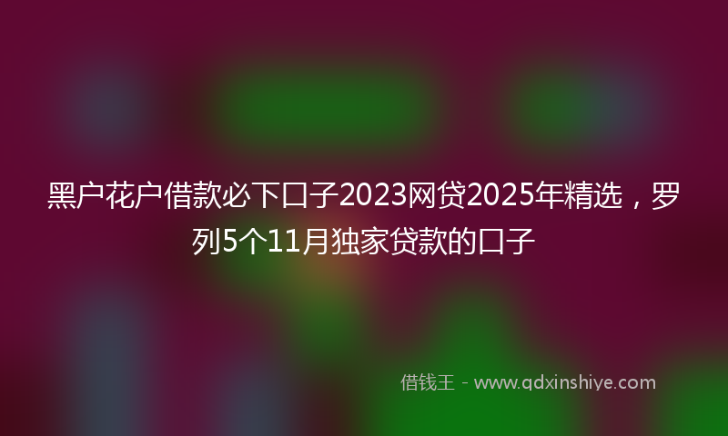 黑户花户借款必下口子2023网贷2025年精选，罗列5个11月独家贷款的口子