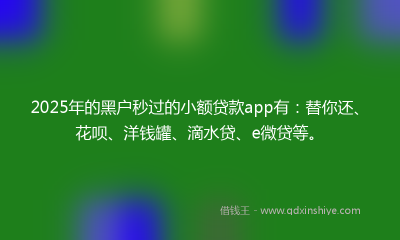 2025年的黑户秒过的小额贷款app有：替你还、花呗、洋钱罐、滴水贷、e微贷等。