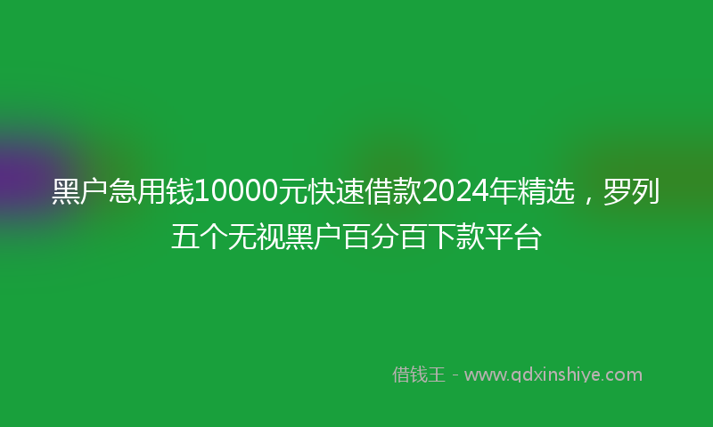 黑户急用钱10000元快速借款2024年精选，罗列五个无视黑户百分百下款平台