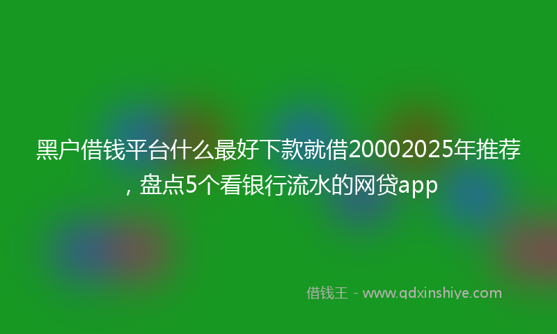 黑户借钱平台什么最好下款就借20002025年推荐，盘点5个看银行流水的网贷app