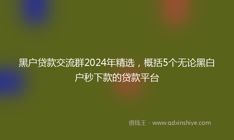 黑户贷款交流群2024年精选，概括5个无论黑白户秒下款的贷款平台