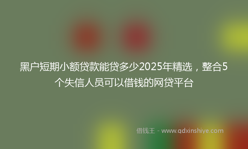 黑户短期小额贷款能贷多少2025年精选，整合5个失信人员可以借钱的网贷平台