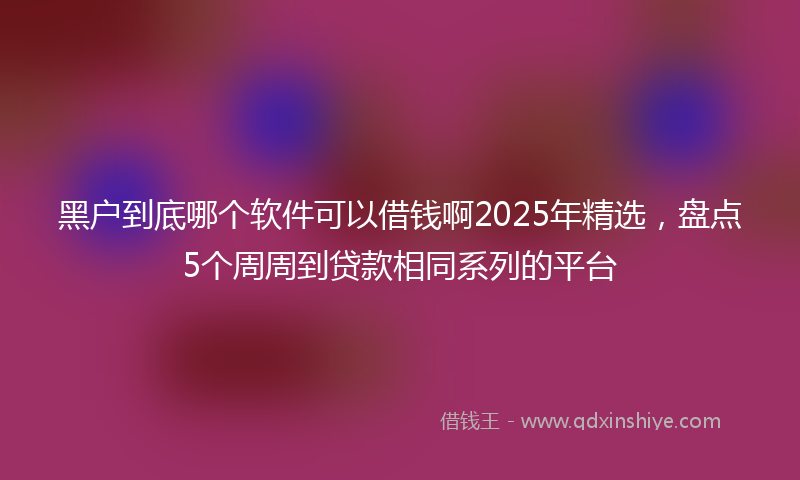 黑户到底哪个软件可以借钱啊2025年精选，盘点5个周周到贷款相同系列的平台