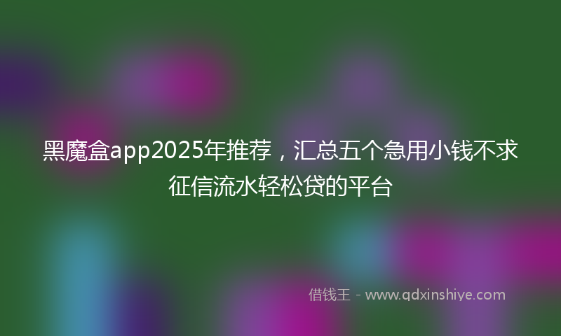黑魔盒app2025年推荐，汇总五个急用小钱不求征信流水轻松贷的平台
