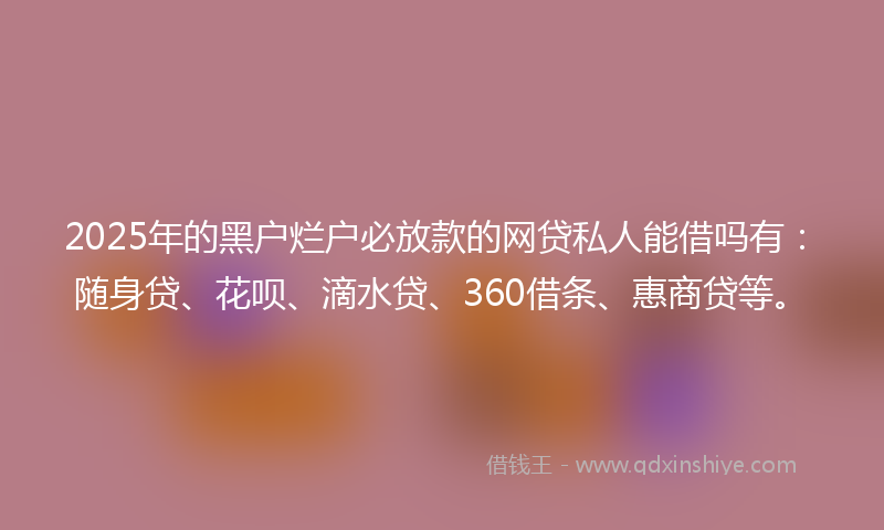 2025年的黑户烂户必放款的网贷私人能借吗有：随身贷、花呗、滴水贷、360借条、惠商贷等。