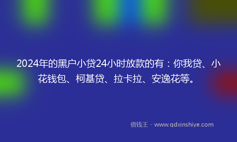 2024年的黑户小贷24小时放款的有：你我贷、小花钱包、柯基贷、拉卡拉、安逸花等。