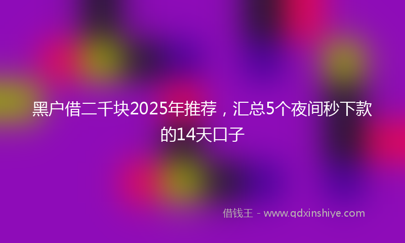 黑户借二千块2025年推荐，汇总5个夜间秒下款的14天口子
