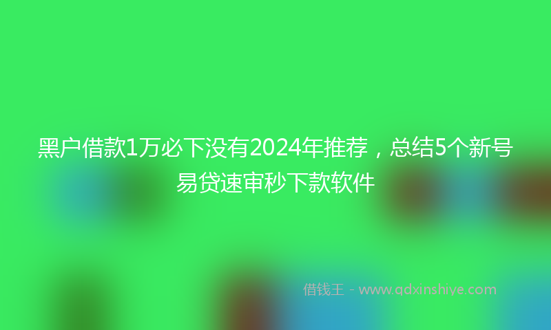 黑户借款1万必下没有2024年推荐，总结5个新号易贷速审秒下款软件