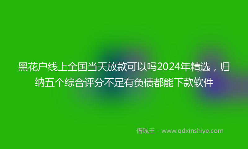 黑花户线上全国当天放款可以吗2024年精选，归纳五个综合评分不足有负债都能下款软件