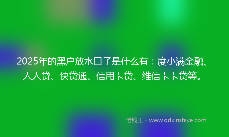 2025年的黑户放水口子是什么有：度小满金融、人人贷、快贷通、信用卡贷、维信卡卡贷等。
