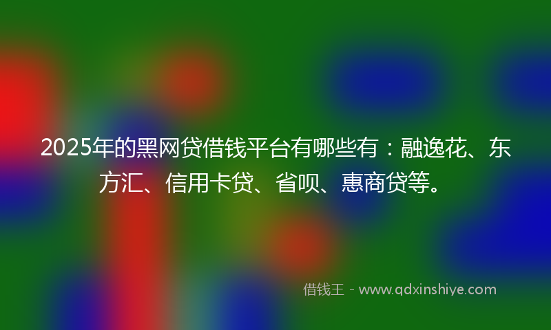 2025年的黑网贷借钱平台有哪些有：融逸花、东方汇、信用卡贷、省呗、惠商贷等。
