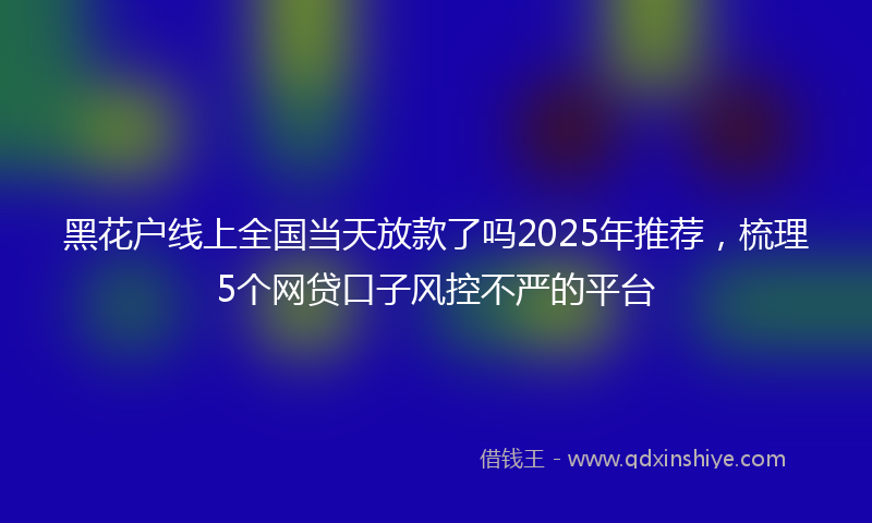黑花户线上全国当天放款了吗2025年推荐，梳理5个网贷口子风控不严的平台