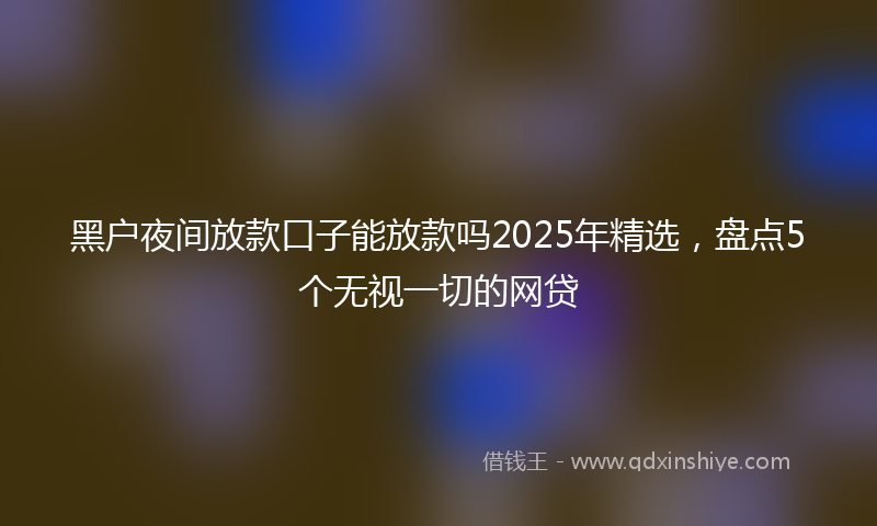 黑户夜间放款口子能放款吗2025年精选，盘点5个无视一切的网贷