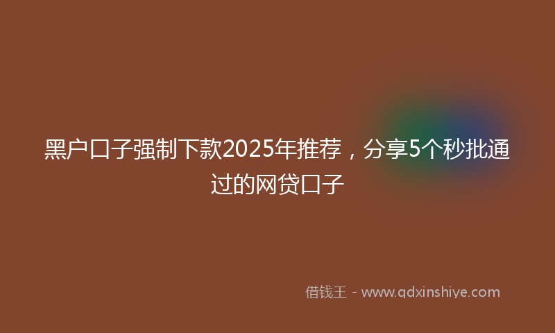 黑户口子强制下款2025年推荐，分享5个秒批通过的网贷口子
