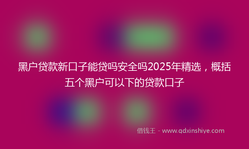 黑户贷款新口子能贷吗安全吗2025年精选，概括五个黑户可以下的贷款口子