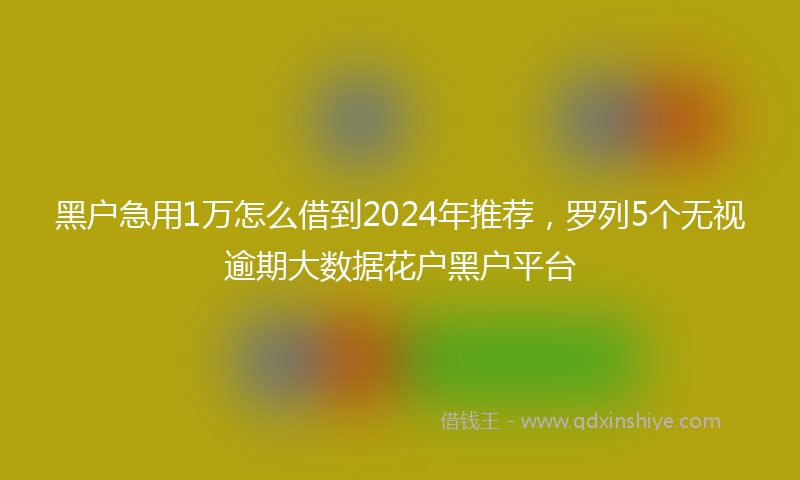 黑户急用1万怎么借到2024年推荐，罗列5个无视逾期大数据花户黑户平台