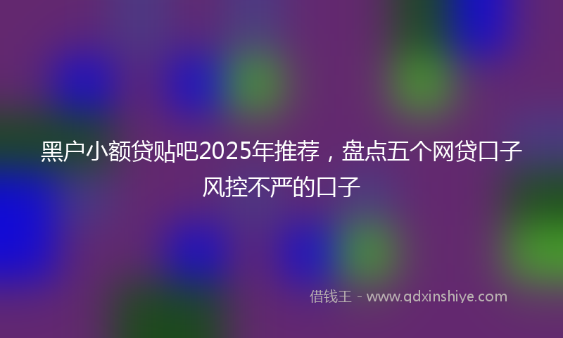 黑户小额贷贴吧2025年推荐，盘点五个网贷口子风控不严的口子