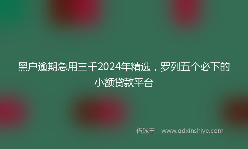 黑户逾期急用三千2024年精选，罗列五个必下的小额贷款平台