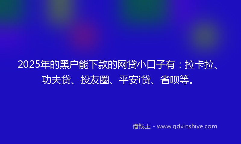 2025年的黑户能下款的网贷小口子有：拉卡拉、功夫贷、投友圈、平安i贷、省呗等。