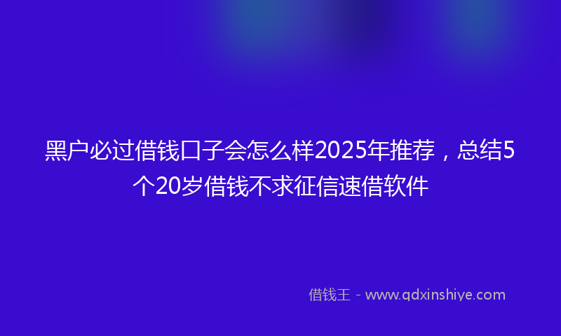 黑户必过借钱口子会怎么样2025年推荐，总结5个20岁借钱不求征信速借软件