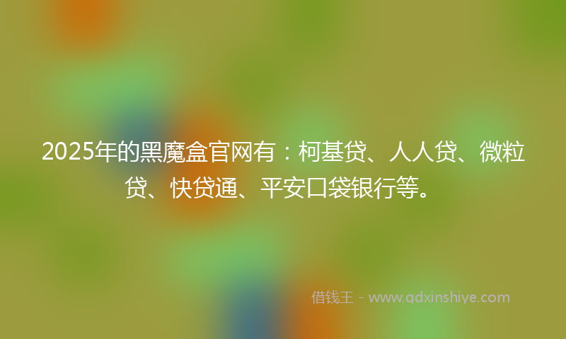 2025年的黑魔盒官网有：柯基贷、人人贷、微粒贷、快贷通、平安口袋银行等。