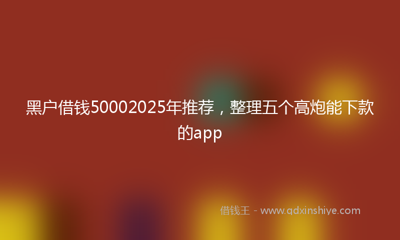 黑户借钱50002025年推荐，整理五个高炮能下款的app