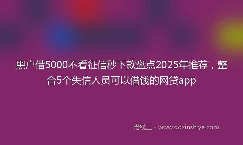 黑户借5000不看征信秒下款盘点2025年推荐，整合5个失信人员可以借钱的网贷app