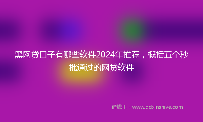 黑网贷口子有哪些软件2024年推荐，概括五个秒批通过的网贷软件