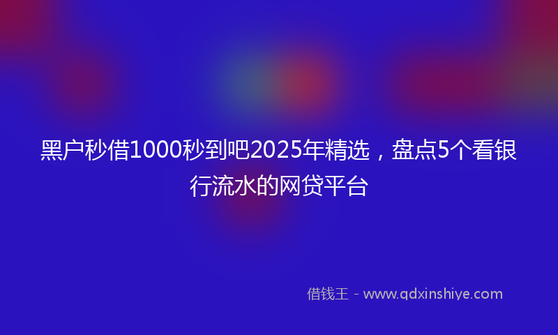黑户秒借1000秒到吧2025年精选，盘点5个看银行流水的网贷平台