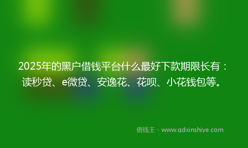 2025年的黑户借钱平台什么最好下款期限长有：读秒贷、e微贷、安逸花、花呗、小花钱包等。