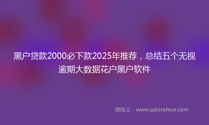 黑户贷款2000必下款2025年推荐，总结五个无视逾期大数据花户黑户软件