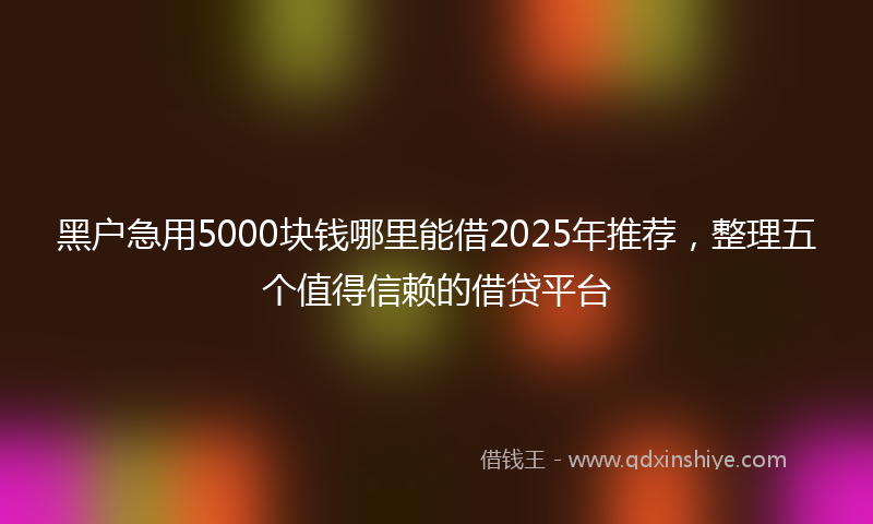 黑户急用5000块钱哪里能借2025年推荐，整理五个值得信赖的借贷平台