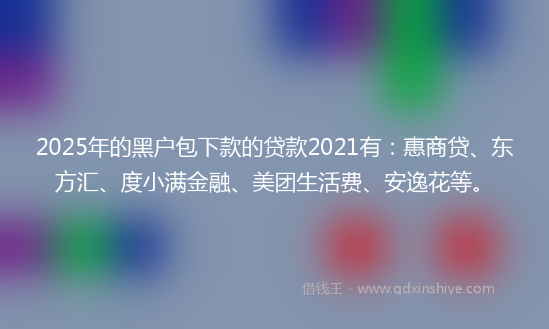 2025年的黑户包下款的贷款2021有：惠商贷、东方汇、度小满金融、美团生活费、安逸花等。