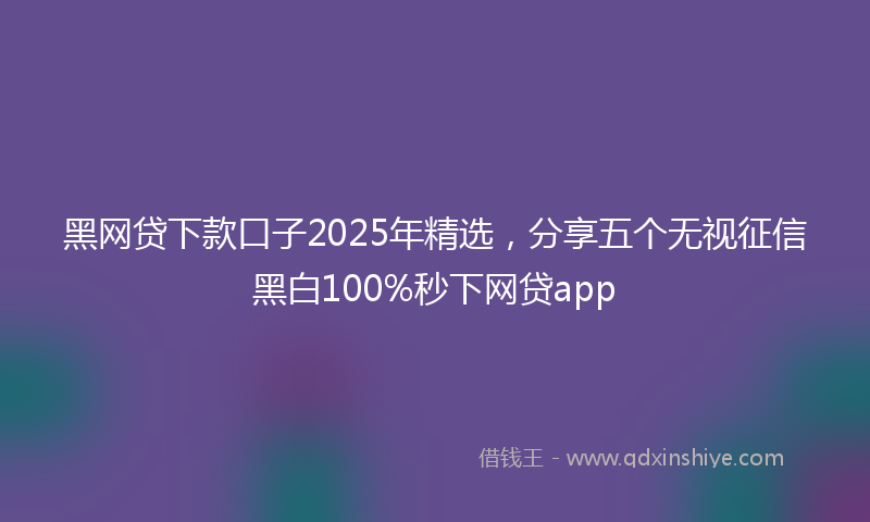 黑网贷下款口子2025年精选，分享五个无视征信黑白100%秒下网贷app