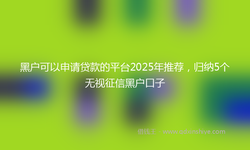 黑户可以申请贷款的平台2025年推荐，归纳5个无视征信黑户口子