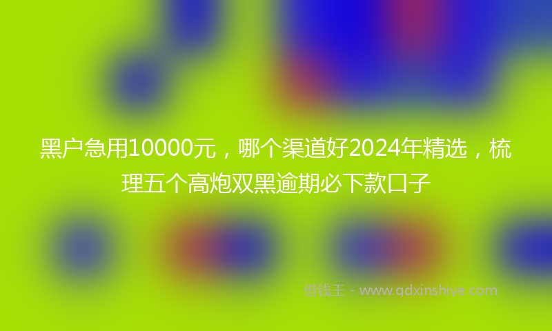 黑户急用10000元，哪个渠道好2024年精选，梳理五个高炮双黑逾期必下款口子