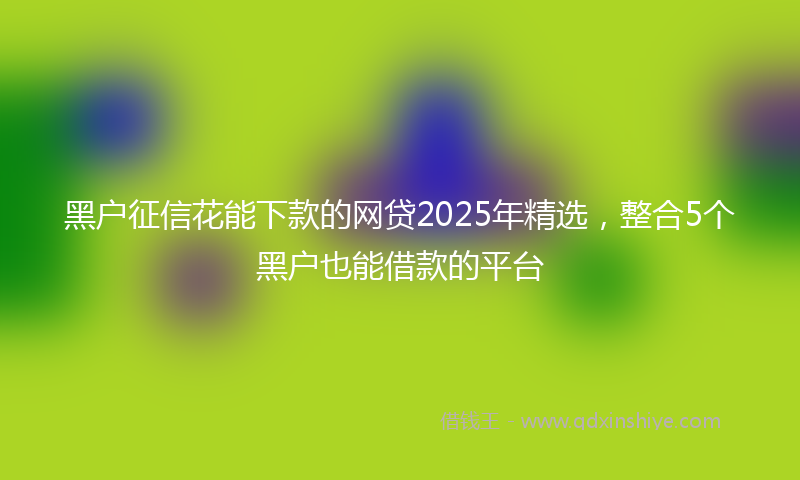 黑户征信花能下款的网贷2025年精选，整合5个黑户也能借款的平台