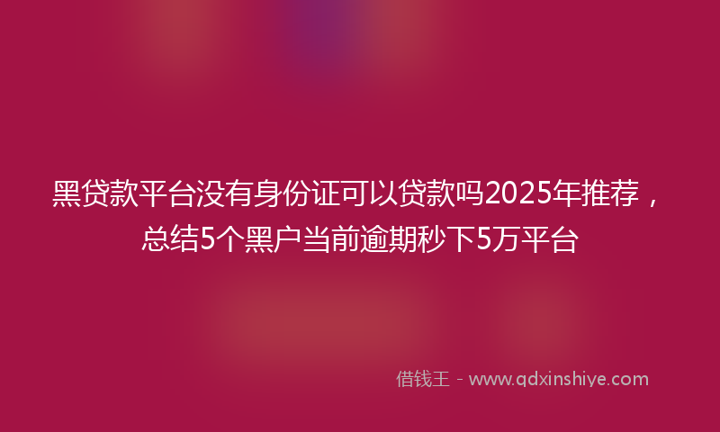 黑贷款平台没有身份证可以贷款吗2025年推荐，总结5个黑户当前逾期秒下5万平台