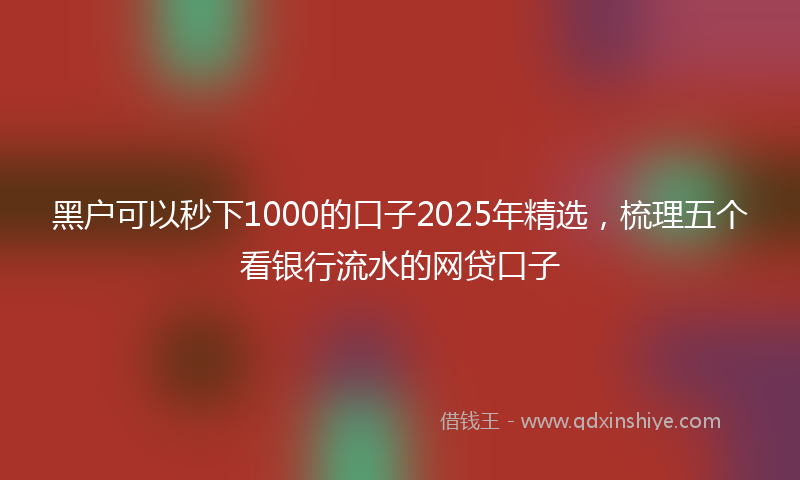 黑户可以秒下1000的口子2025年精选，梳理五个看银行流水的网贷口子