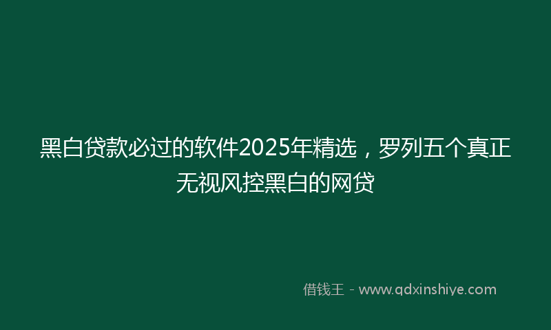 黑白贷款必过的软件2025年精选，罗列五个真正无视风控黑白的网贷